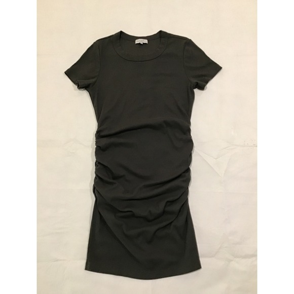 Michael Stars Dresses & Skirts - Michael Stars Womens Ribbed Ruched Side T-Shirt Mini Dress Charcoal Grey XL